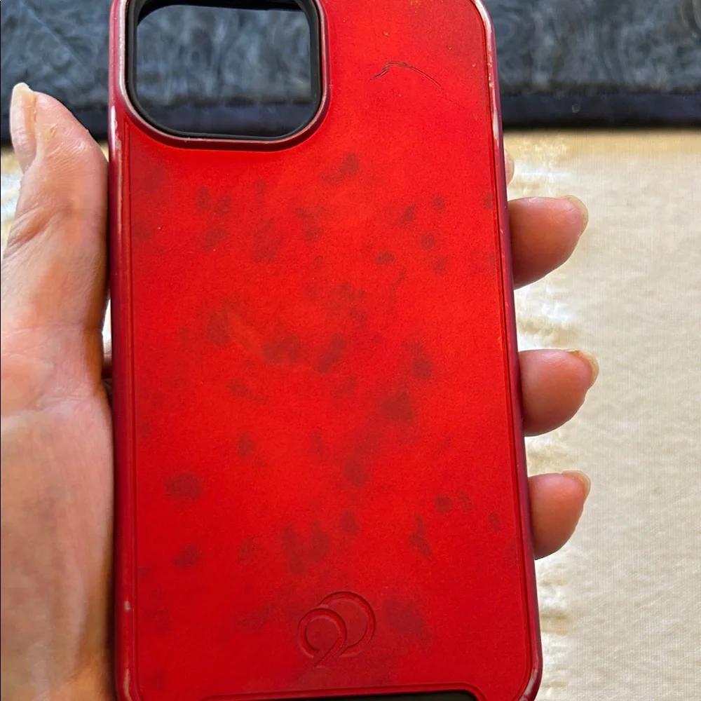 OtterBox Red and Black Phone Case; Fits I phone 15. Used, but still Useful!